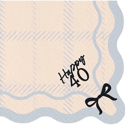 PartyDeco Ubrousky papírové Happy 40 33x33cm 12ks