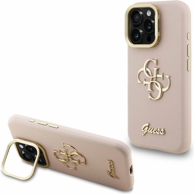 GUESS PU Grained 4G Logo Stand Camera Frame Заден калъф за iPhone 15 Pro Pink Guess | Rozov | ЖЕНИ | UNI