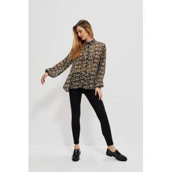 Moodo Бежово-черна дамска риза с шарки Moodo Moodo | Cheren | ЖЕНИ | XS
