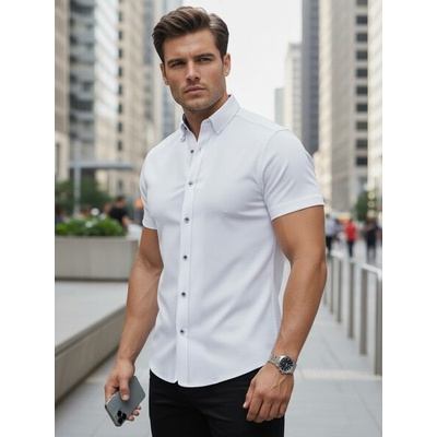 Košeľa slim fit s krátkym rukávom biela