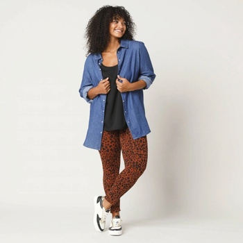 Legíny s pružným pásom a leoparďou potlačou karamelová/čierna