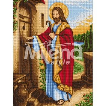 Image 1 of Milena Style Исус чука на вратата - гоблен с щампа с конци Ariadna