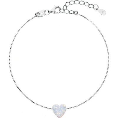 Pavona stříbrný se syntetickým opálem bílé srdce 13018.1 White s. Opal