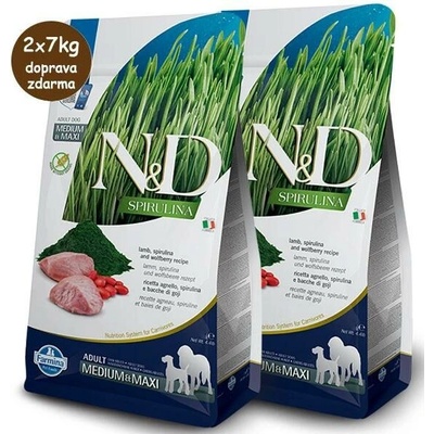 N&D Grain Free Dog Spirulina Adult Medium & Large Lamb&Wolfberry 2 x 7 kg