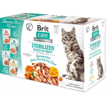 BRIT Care Cat Flavour box Sterilized Fillet in Gravy 4 x 3 ks 1020 g