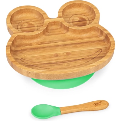 Klarstein Детски комплект за хранене, с бамбукова чиния и лъжица, 250 мл. , включително вакуум залепване, 18 х 18 см. (BW-10243-009) (BW-10243-009)
