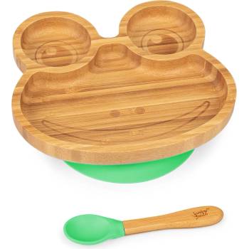 Klarstein Детски комплект за хранене, с бамбукова чиния и лъжица, 250 мл. , включително вакуум залепване, 18 х 18 см. (BW-10243-009) (BW-10243-009)