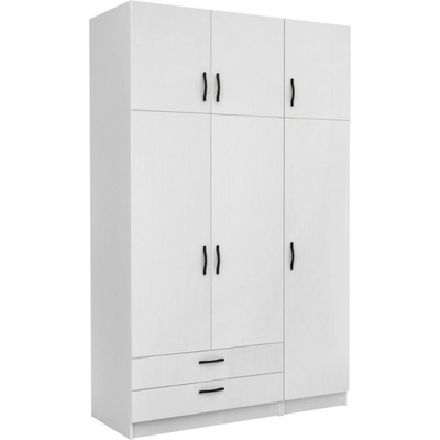 TopMebel Шкаф с три врати от меламин Victoria с шкафче в бял цвят 150x60x240см