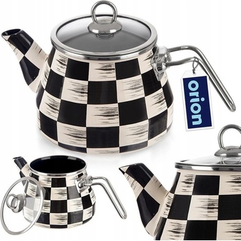 ORION Szachownica 2L Емайлиран чайник за индукционни печки със стъклен капак (Ori_113523)