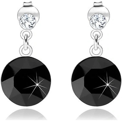 Šperky Eshop stříbrné náušnice kulaté krystaly Swarovski černý a čirý odstín I30.08