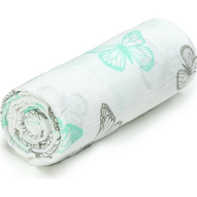 T-Tomi BIO Velká bambusová osuška Butterflies/ Motýli 120 x 120cm