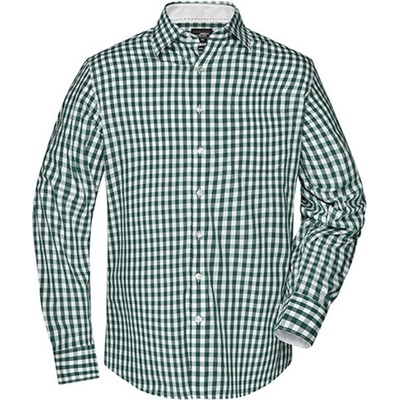 James & Nicholson pánska kockovaná košeľa JN617 forest green