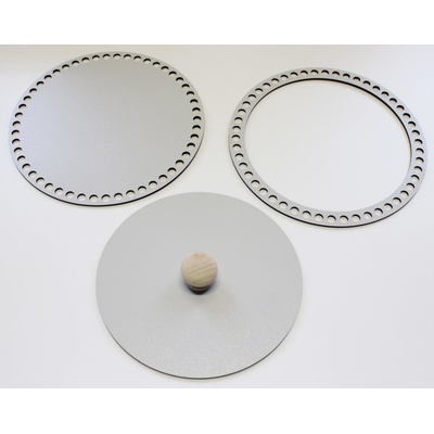 Set prstenec + dno + víko + knopka DEKOR ŠEDÁ 22,5 cm typ A3