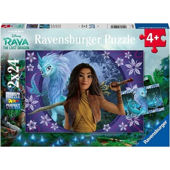 Ravensburger Детски пъзел Ravensburger от 2 x 24 части - Рая и последният дракон (5097)