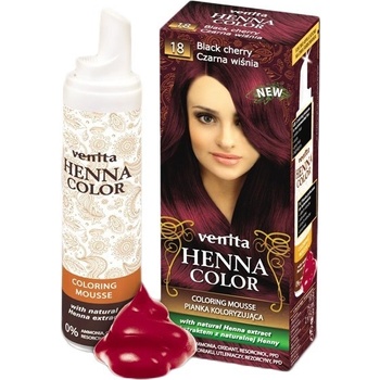 Henna 18 barevná pěna na vlasy černá višeň