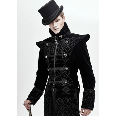 Devil Fashion kabát Bodom Gothic Floral Velvet Coat With Slit