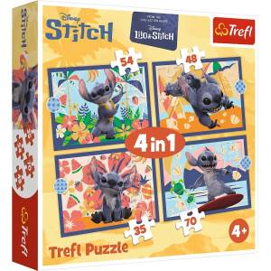Trefl Пъзел Trefl 4 в 1 - Почивката на Стич в Хавай (34666) - ozone