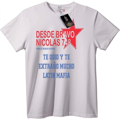 NOONEBRAND Тениска Latin Mafia: Мразя те и липсваш ми - M, White