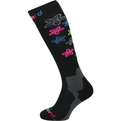 BLIZZARD Viva Flowers ski socks junior,black/flowers Čierna