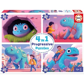 Educa Детски пъзел 4 в 1 Educa - Приятелите на Дино (EDU20222)