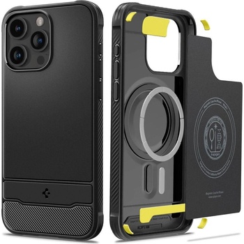 Spigen Кейс Spigen Rugged Armor за iPhone 15 PRO MAX, съвместим с MagSafe, матово черен (Spigen Rugged Armor MagSafe, matte black - iPhone 15 Pro Max)