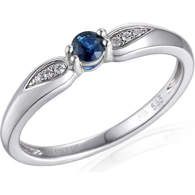 Gems zásnubní prsten Hanni bílé zlato s brilianty a safírem 3864124 0 53 92