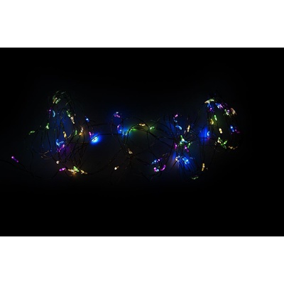 Nexos 59017 Svetelný strieborný drôt, 80 LED,časovač, farebný