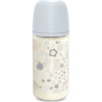 Suavinex Wonderland SX Pro Physiological Anti-Colic Glass стъклено бебешко шише M Medium Flow 3 m+ Liberty Blue 240ml
