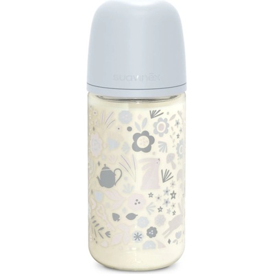 Suavinex Wonderland SX Pro Physiological Anti-Colic Glass стъклено бебешко шише M Medium Flow 3 m+ Liberty Blue 240ml