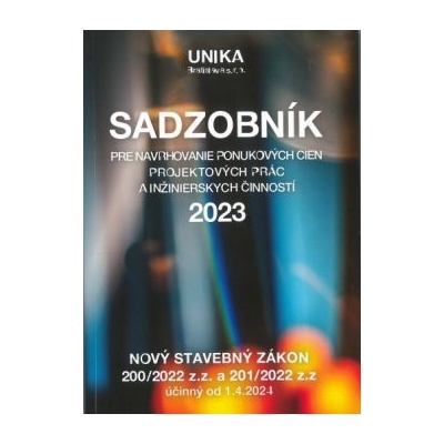 Sadzobník pre navrhovanie ponukových cien projektových prác a inžinierskych činností 2023