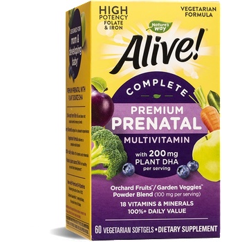Nature's Way Алайв Complete Premium Prenatal (мултивитамини за бременни с растителна DHA) 60 V софтгел капсули | Nature’s Way (11209)