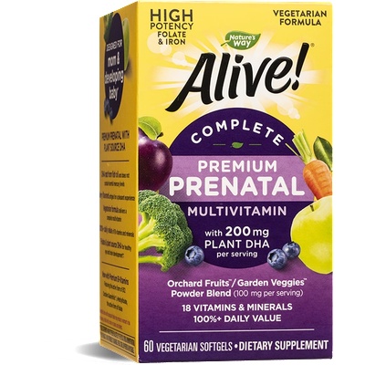 Nature's Way Алайв Complete Premium Prenatal (мултивитамини за бременни с растителна DHA) 60 V софтгел капсули | Nature’s Way (11209)