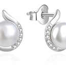 Agato Stříbrné náušnice s perlou a zirkony AGT-E073PW-P