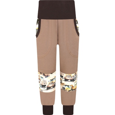 V Mart SLIM tepláky s dvojitými koleny Nákladní auta hnědá