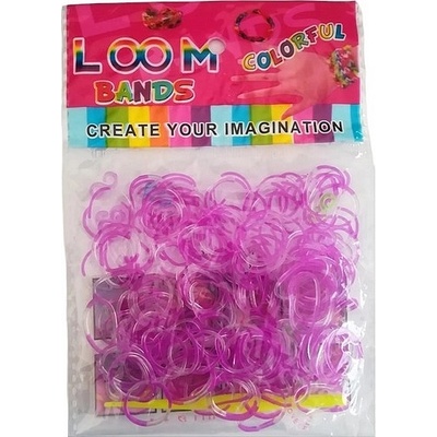 Loom Bands gumičky s háčkem na pletení průsvitné fialové