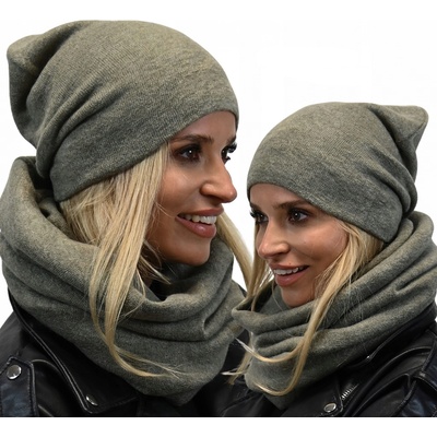 Fashionweek dámský zimní set čepice a šála ZIZI-K6 Khaki