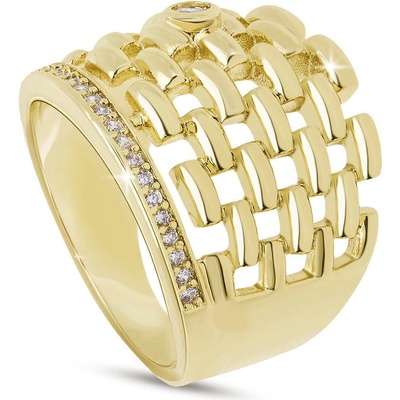 Biju Prstýnek pozlacený proplétaný se zirkony 4000479 6