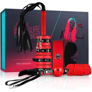 Secret Pleasure Chest - напреднал BDSM комплект - 10 части (червен)