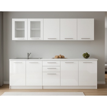 Кухня Ронел 200 см Бял гланц с термоплот