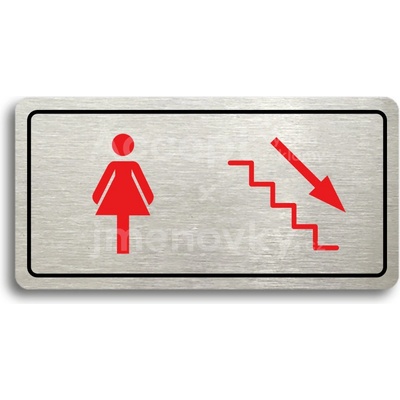 ACCEPT Piktogram WC ŽENY VPRAVO DOLŮ - stříbrná tabulka - barevný tisk