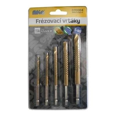 Magg 70004 Frézovací vrtáky TiN sada - 5 ks (4,5,6,8,10mm)