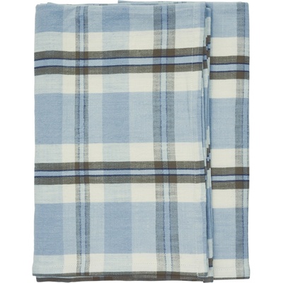 MADAM STOLTZ Bavlněný ubrus Checked Light Blue 150x150 cm