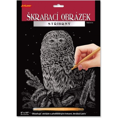 Creatoys Škrabací obrázek stříbrný Sova