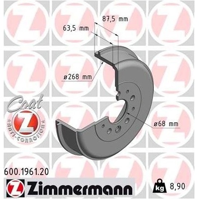 Brzdový buben ZIMMERMANN 600.1961.20