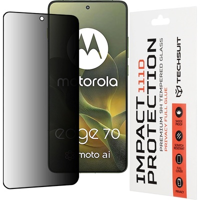 Techsuit Стъклен протектор за Motorola Edge 70 - Techsuit 111D Privacy Full Glue - Черен
