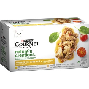 Purina GOURMET GOLD Nature’s Creations Mix - Пилешко и Пуешко с натурални зеленчуци (4 x 85 г)