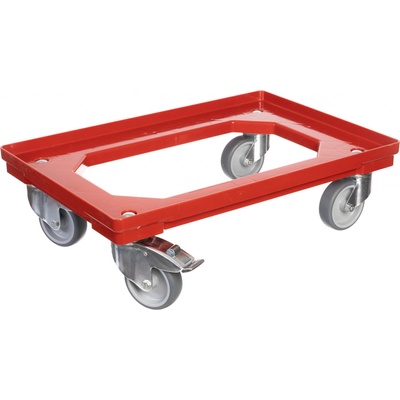 PK Group Vozík pod přepravky 2 otočná 2 bržděná gumové kolečka 100 mm Barvy: Červená