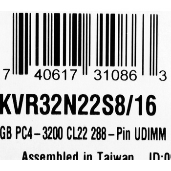 Kingston DDR4 16GB 3200MHz CL22 KVR32N22S8/16