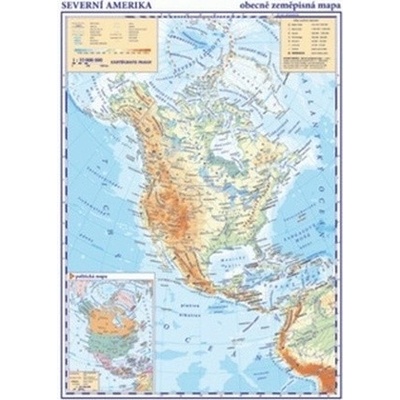 Severní a Střední Amerika Obecně zeměpisná mapa