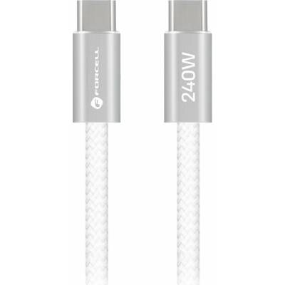 Forcell CCFN23 USB-C / USB-C plochý 240W PD QC4.0 AVS 1,2m bílý